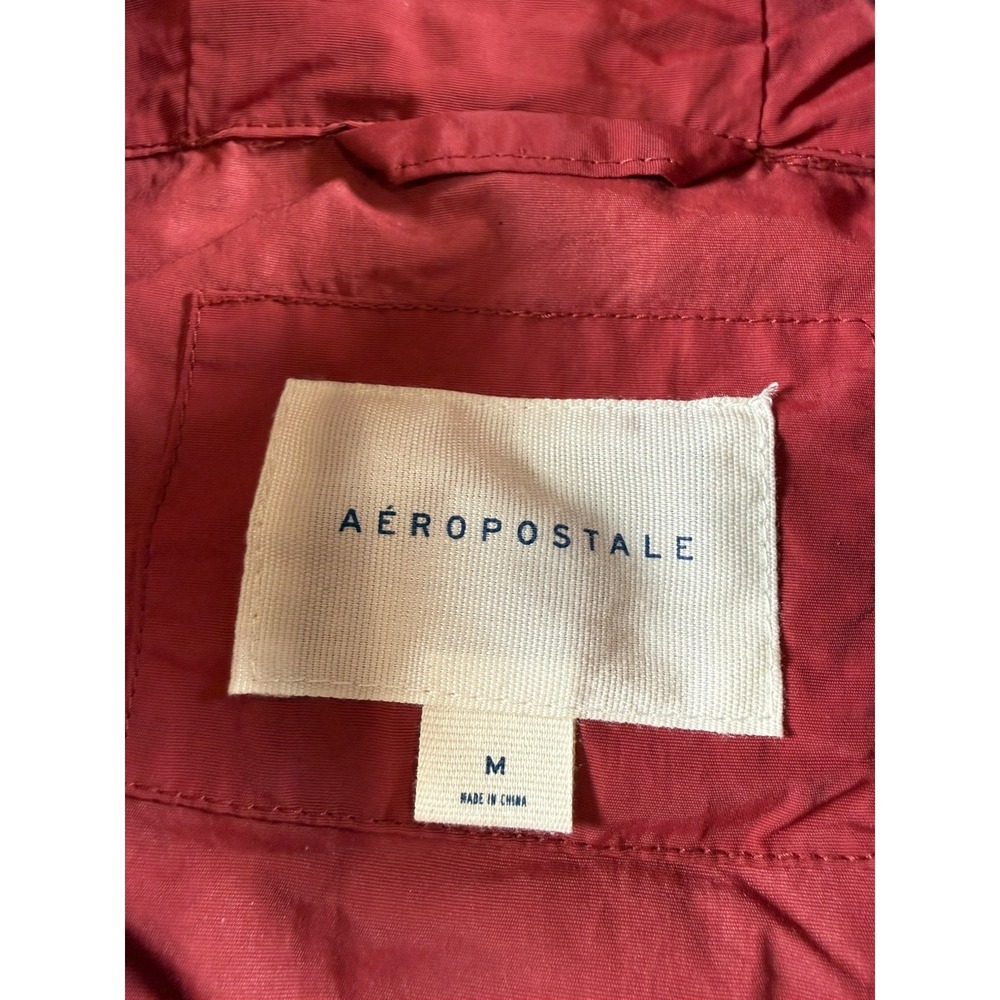 Aeropostale Mens  Colorblock Nylon Windbreaker 1/4 Zip‎ Hoodie Jacket red/ Black - Picture 4 of 14